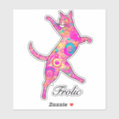 Veelkleurige frolicking cat sticker (Vel)
