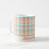 Veelkleurige geblokte plakken gepersonaliseerd koffiemok (Voorkant links)