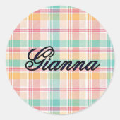 Veelkleurige geblokte plakken gepersonaliseerd ronde sticker (Voorkant)