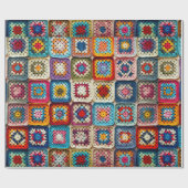 Veelkleurige gehaakte Granny Square Quilt Cadeaupapier (Vlak)