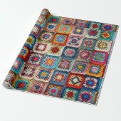 Veelkleurige gehaakte Granny Square Quilt Cadeaupapier (Uitgerold)