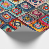 Veelkleurige gehaakte Granny Square Quilt Cadeaupapier (Hoek)