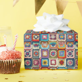 Veelkleurige gehaakte Granny Square Quilt Cadeaupapier