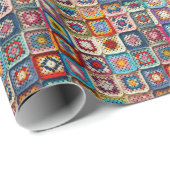 Veelkleurige gehaakte Granny Square Quilt Cadeaupapier (Rol Hoek)