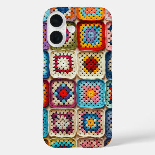 Veelkleurige gehaakte Granny Square Quilt iPhone 16 Hoesje