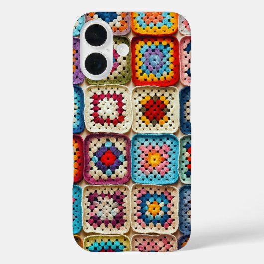 Veelkleurige gehaakte Granny Square Quilt Case-Mate iPhone Case (Achterkant)