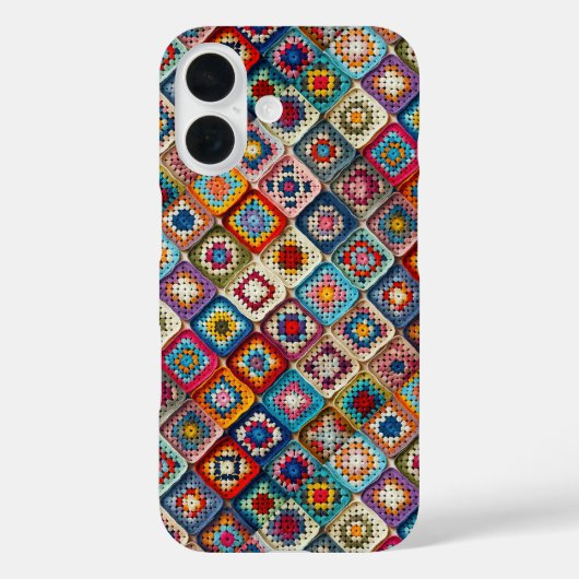 Veelkleurige gehaakte Granny Square Quilt Case-Mate iPhone Case (Achterkant)