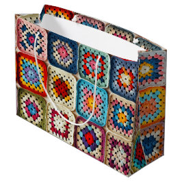 Veelkleurige gehaakte Granny Square Quilt Groot Cadeauzakje