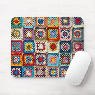 Veelkleurige gehaakte Granny Square Quilt Muismat