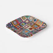 Veelkleurige gehaakte Granny Square Quilt Papieren Bordje (Gebogen)