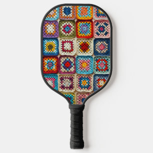 Veelkleurige gehaakte Granny Square Quilt Pickleball Paddle