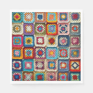 Veelkleurige gehaakte Granny Square Quilt Servet