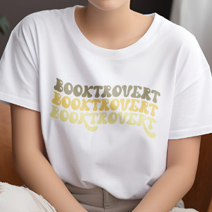 Veelkleurige gele Retro Booktrovert Book Lover T-shirt