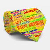Veelkleurige gelukkige verjaardag typografie stropdas (Opgerold)