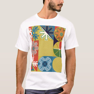 Veelkleurige geometrisch: lokale sneeuwvlokachterg t-shirt