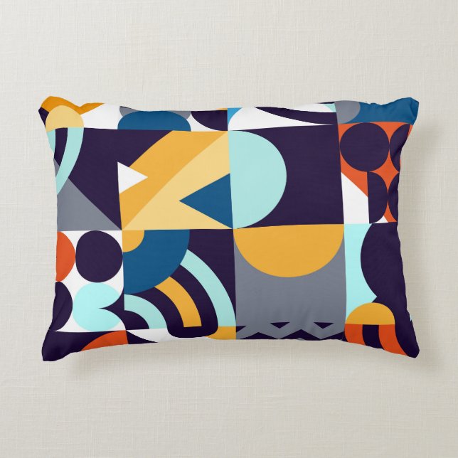 Veelkleurige Geometrisch: Primitieve Shapes Fusion Accent Kussen (Voorkant)