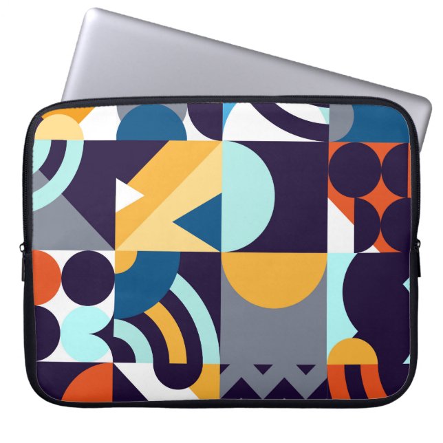 Veelkleurige Geometrisch: Primitieve Shapes Fusion Laptop Sleeve (Voorkant)
