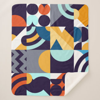 Veelkleurige Geometrisch: Primitieve Shapes Fusion Sherpa Deken