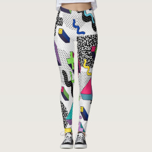 Veelkleurige geometrische vormen, retro patroon. leggings