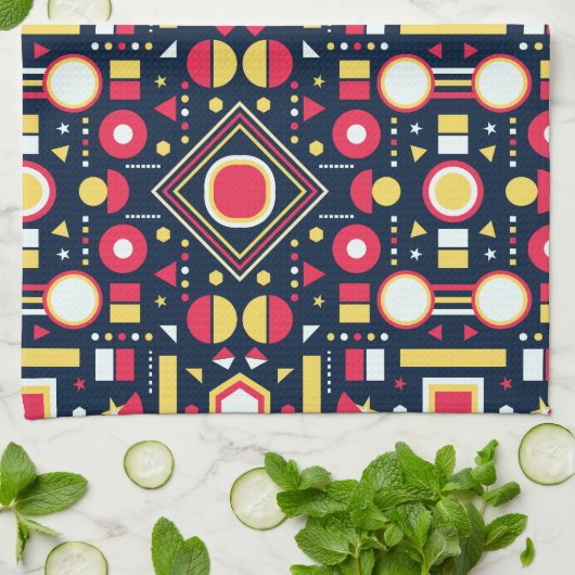 Veelkleurige geometrische vormen theedoek (Gevouwen)