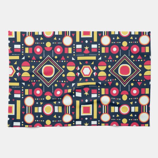 Veelkleurige geometrische vormen theedoek (Horizontaal)