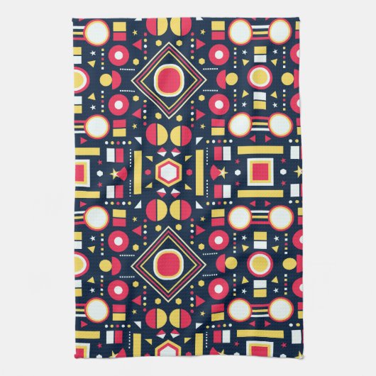Veelkleurige geometrische vormen theedoek (Verticaal)