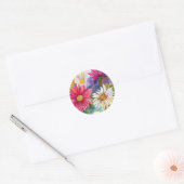Veelkleurige Gerbera Daisies Ronde Sticker (Envelop)