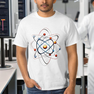 Veelkleurige gestileerde atoom, aanraking van tril t-shirt