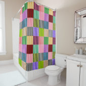 Veelkleurige Gingham Patchwork Plaid Pattern Douchegordijn (In situ)