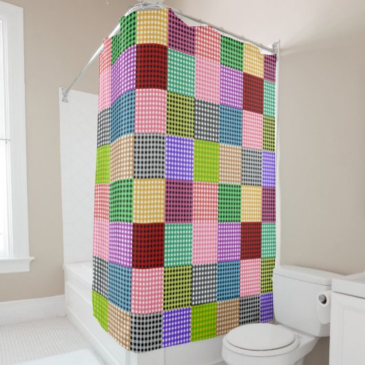 Veelkleurige Gingham Patchwork Plaid Pattern Douchegordijn