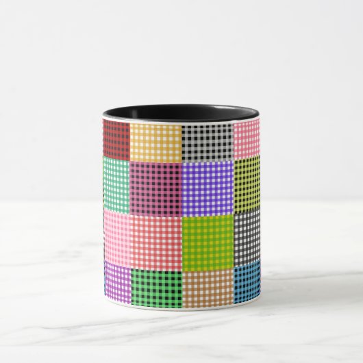Veelkleurige Gingham Patchwork Plaid Pattern Mok (Midden)