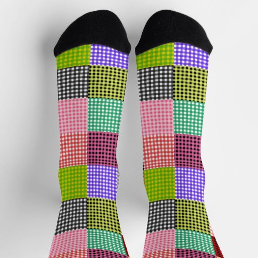 Veelkleurige Gingham Patchwork Plaid Pattern Sokken (Top)