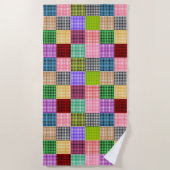 Veelkleurige Gingham Patchwork Plaid Pattern Strandlaken (Voorkant)