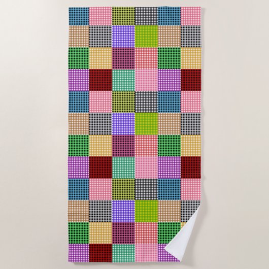 Veelkleurige Gingham Patchwork Plaid Pattern Strandlaken (Voorkant)