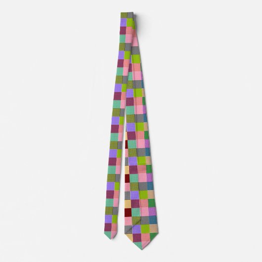 Veelkleurige Gingham Patchwork Plaid Pattern Stropdas (Achterkant)