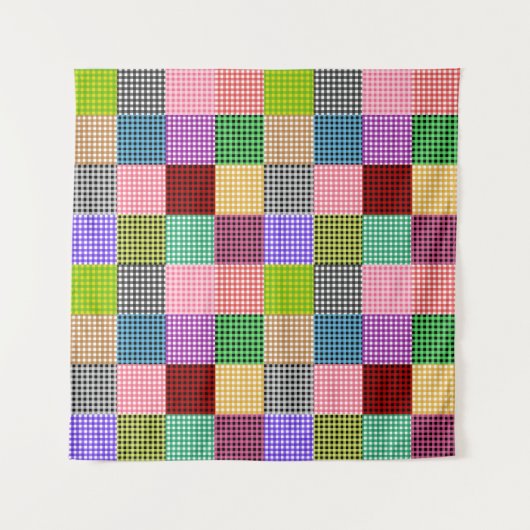 Veelkleurige Gingham Patchwork Plaid Pattern Wandkleed (Voorkant (horizontaal))