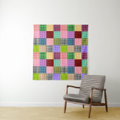 Veelkleurige Gingham Patchwork Plaid Pattern Wandkleed (In situ)