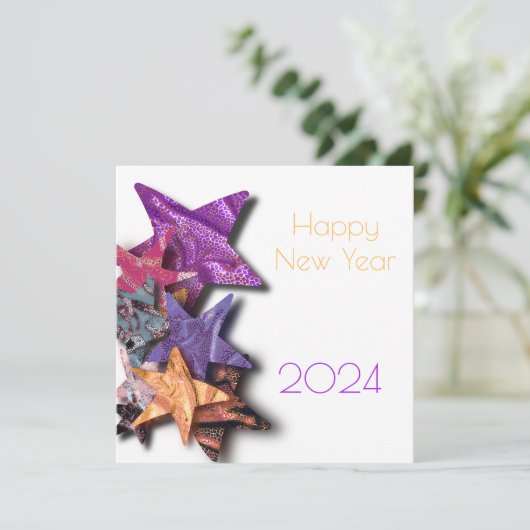 Veelkleurige glanzende sterren met schaduwen - nie (Staand voorkant)