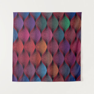 Veelkleurige golvende geometrische print wandkleed