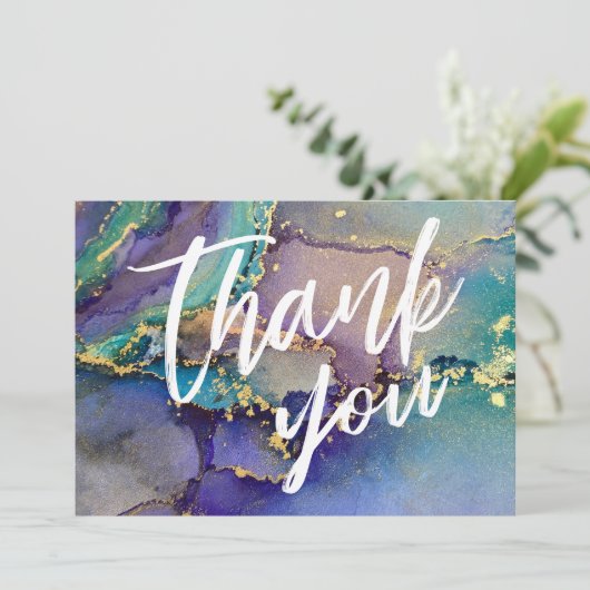 Veelkleurige Gouden Vloeibare Abstracte Kunst Casu Bedankkaart (Staand voorkant)