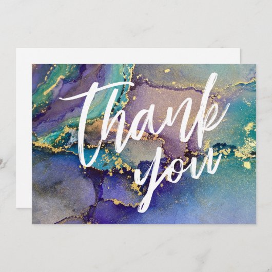 Veelkleurige Gouden Vloeibare Abstracte Kunst Casu Bedankkaart (Voorkant / Achterkant)