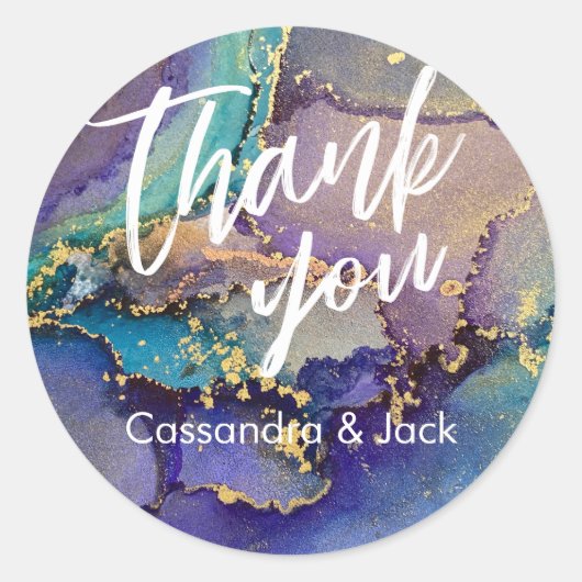 Veelkleurige Gouden Vloeibare Abstracte Kunst Casu Ronde Sticker (Voorkant)