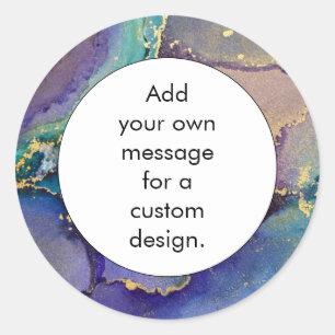 Veelkleurige Gouden Vloeibare Abstracte Kunst Doua Ronde Sticker