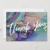 Veelkleurige Gouden Vloeibare Abstracte Kunst & Ty Bedankkaart (Voorkant)
