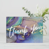 Veelkleurige Gouden Vloeibare Abstracte Kunst & Ty Bedankkaart (Staand voorkant)