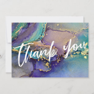Veelkleurige Gouden Vloeibare Abstracte Kunst & Ty Bedankkaart