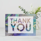 Veelkleurige Goudvloeistof Abstracte Kunst & Knips Bedankkaart (Staand voorkant)