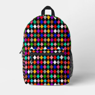 Veelkleurige Harlequin Diamonds Patroonontwerp Bedrukte Rugzak
