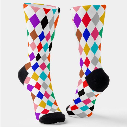 Veelkleurige Harlequin Diamonds Patroonontwerp Sokken