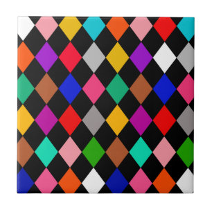 Veelkleurige Harlequin Diamonds Patroonontwerp Tegeltje